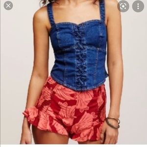 Free People Merpati floral print ruffle shorts